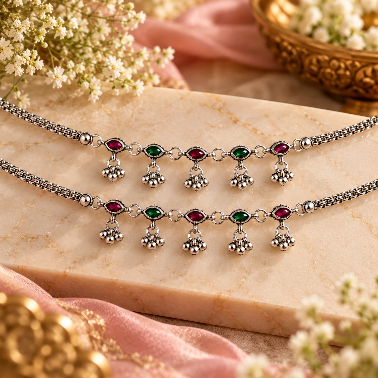 Traditional Silver Payal for Women | Designer Indian Anklet – alternate view