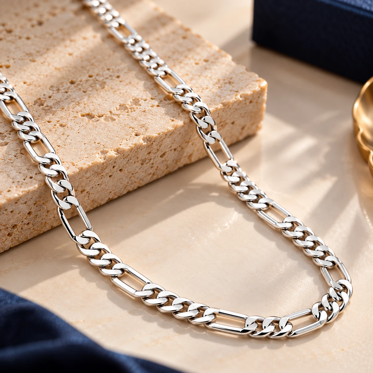 Men's Fine Silver Figaro Chain | Silvra