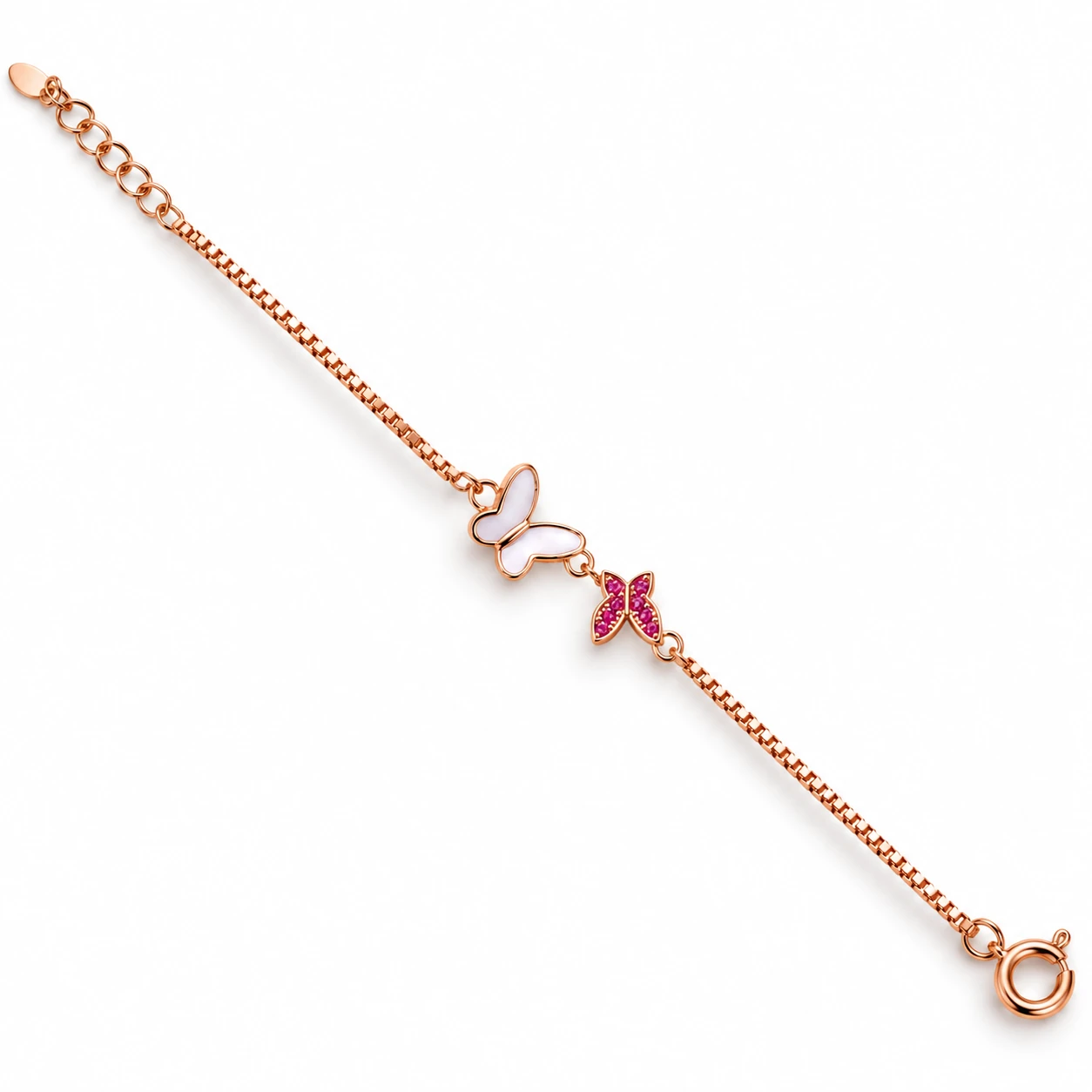 925 Silver Rose Gold Butterfly Bracelet for Women | Silvra