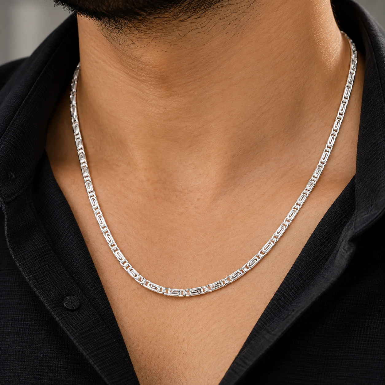 Men's Pure Silver Flat Chain for Men | SILVRA