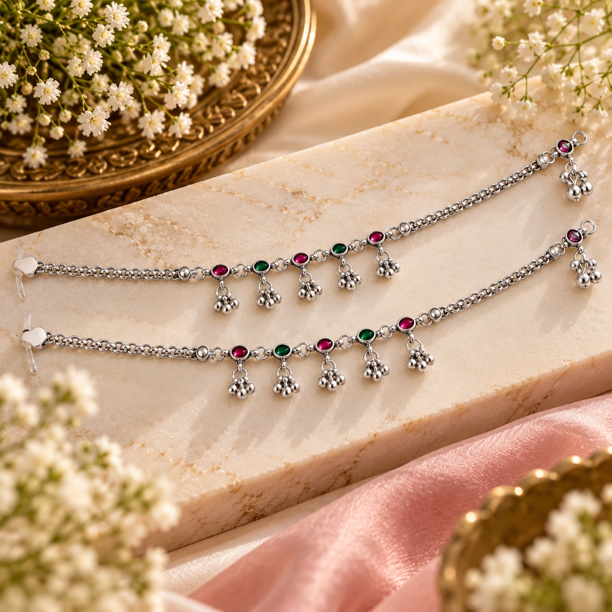 Traditional Silver Payal for Women | Designer Indian Anklet