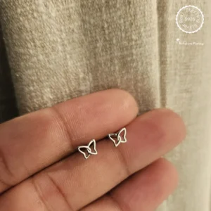925 Silver Tiny Butterfly Stud Earrings