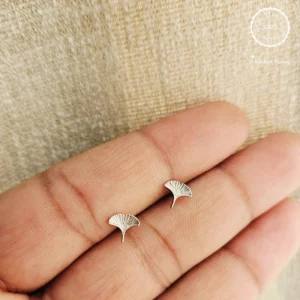 Ginkgo Leaf Silver Stud Earrings